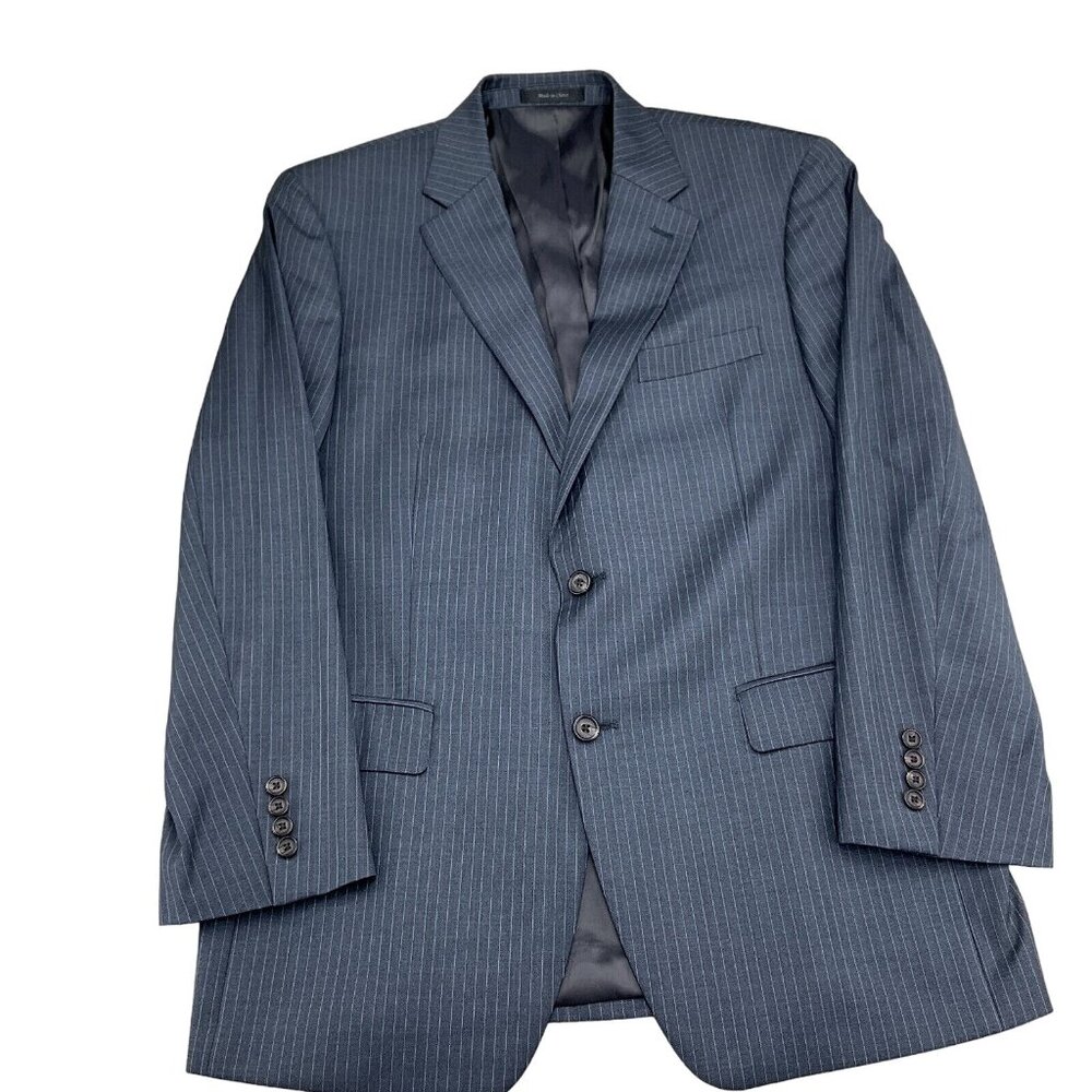 Lauren Ralph Lauren Blazer Men 42R Gray White Pinstripe Wool Classic Jacket